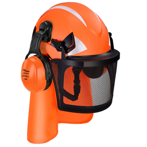 EU-Pro Forst-Kettensägen-Schutzhelm mit verstellbaren Ohrenschützern, Netzvisier