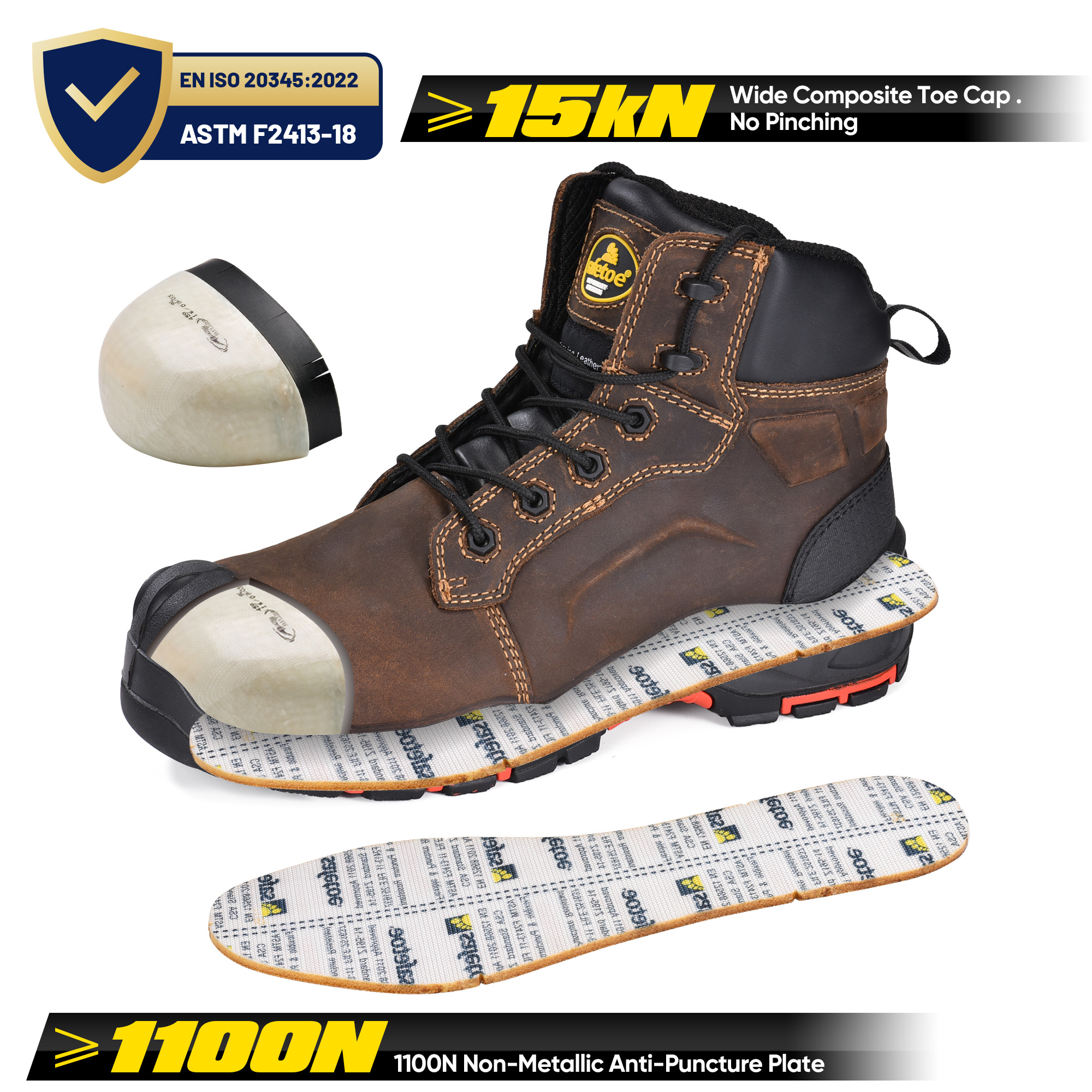 Safetoe Composite Toe Arbeitsstiefel für Herren – Tank