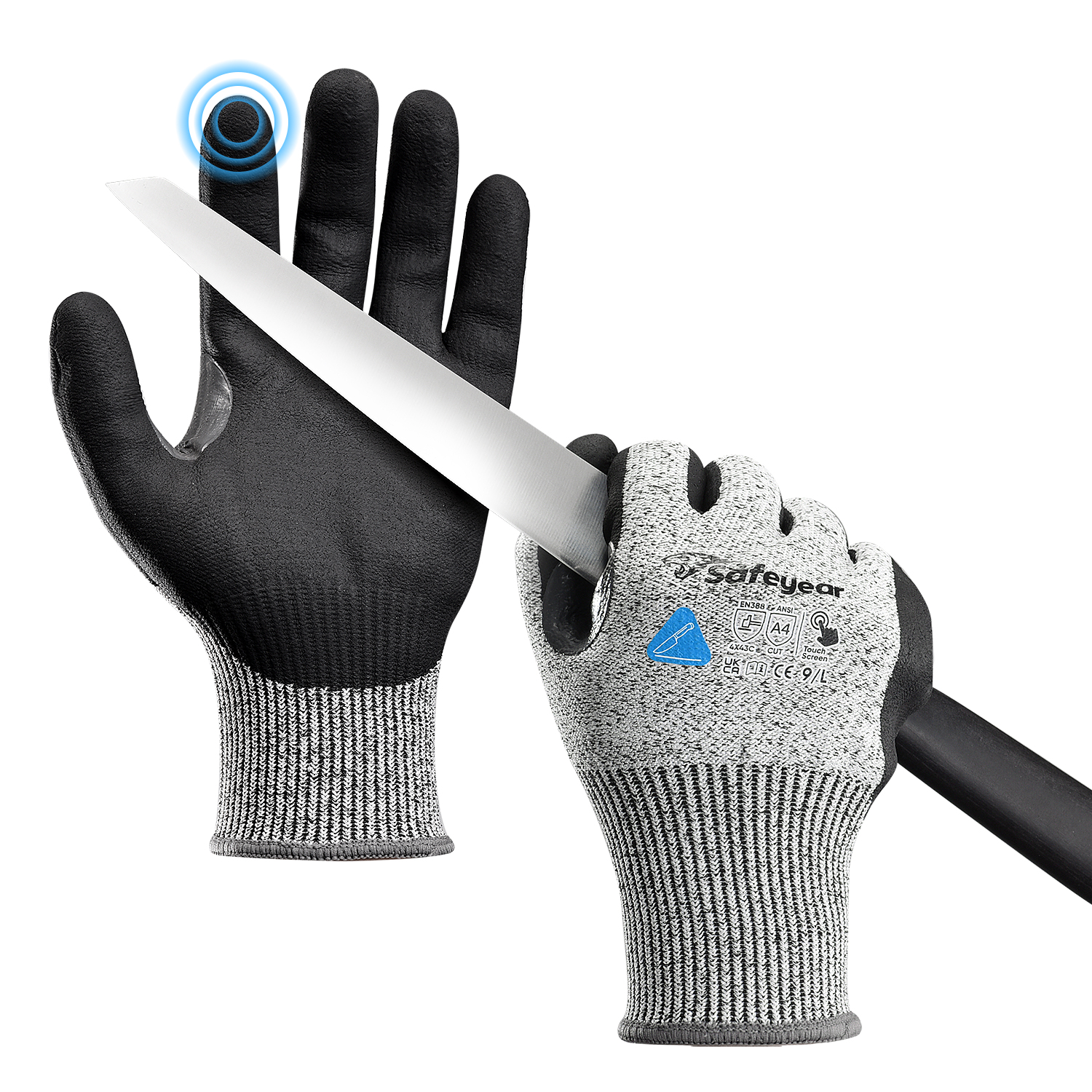 ES-SAFEYEAR Schnittfeste Arbeitshandschuhe, Schutzhandschuhe, Schutzstufe 5