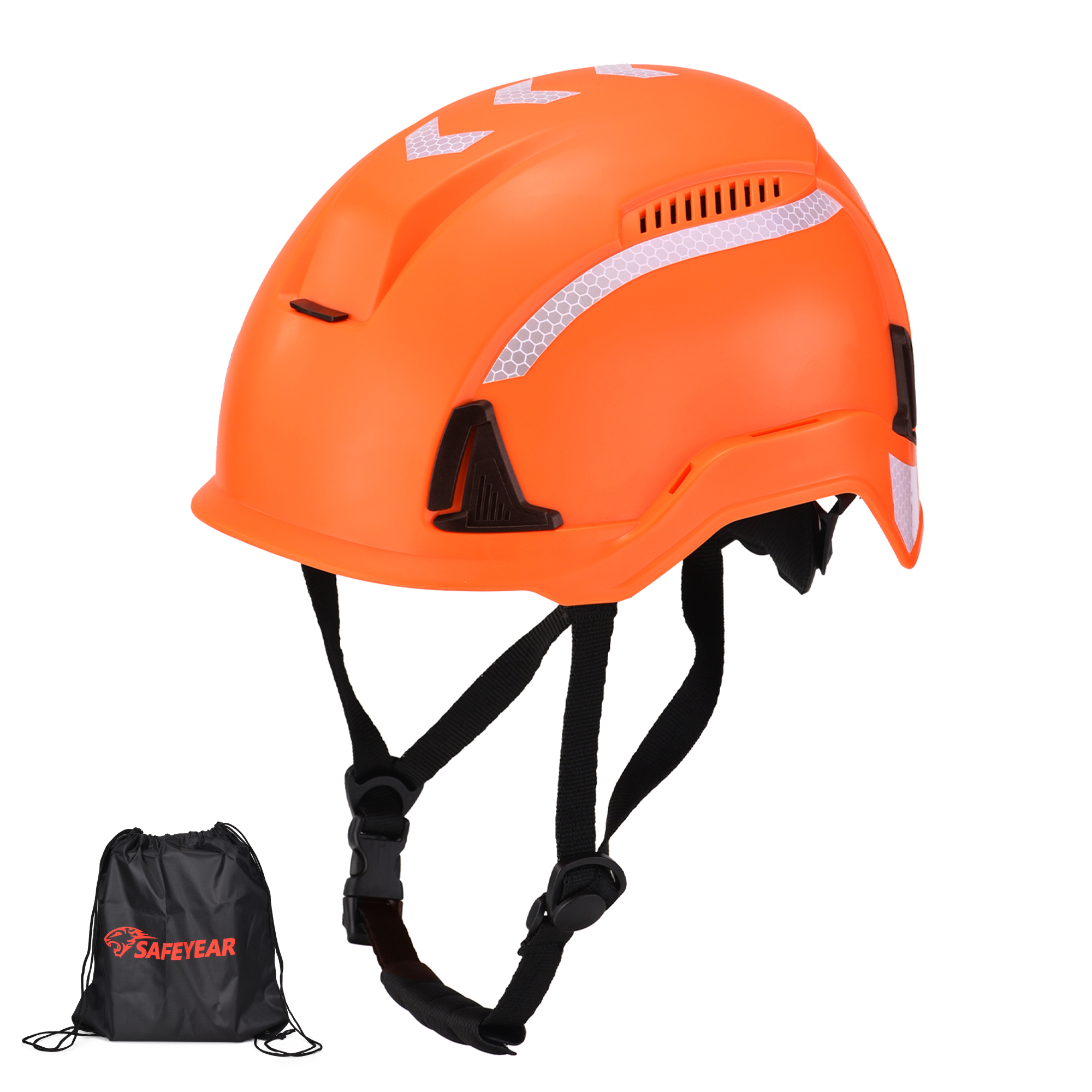 ES-SAFEYEAR Schutzhelm Typ 2 mit Kinnriemen, EN397:2025 T2 Kletterhelm, Aufprallschutz von oben und seitlich, belüfteter, gut sichtbarer Industrie-Bauhelm für Seilzugang und Baumpfleger W-6000