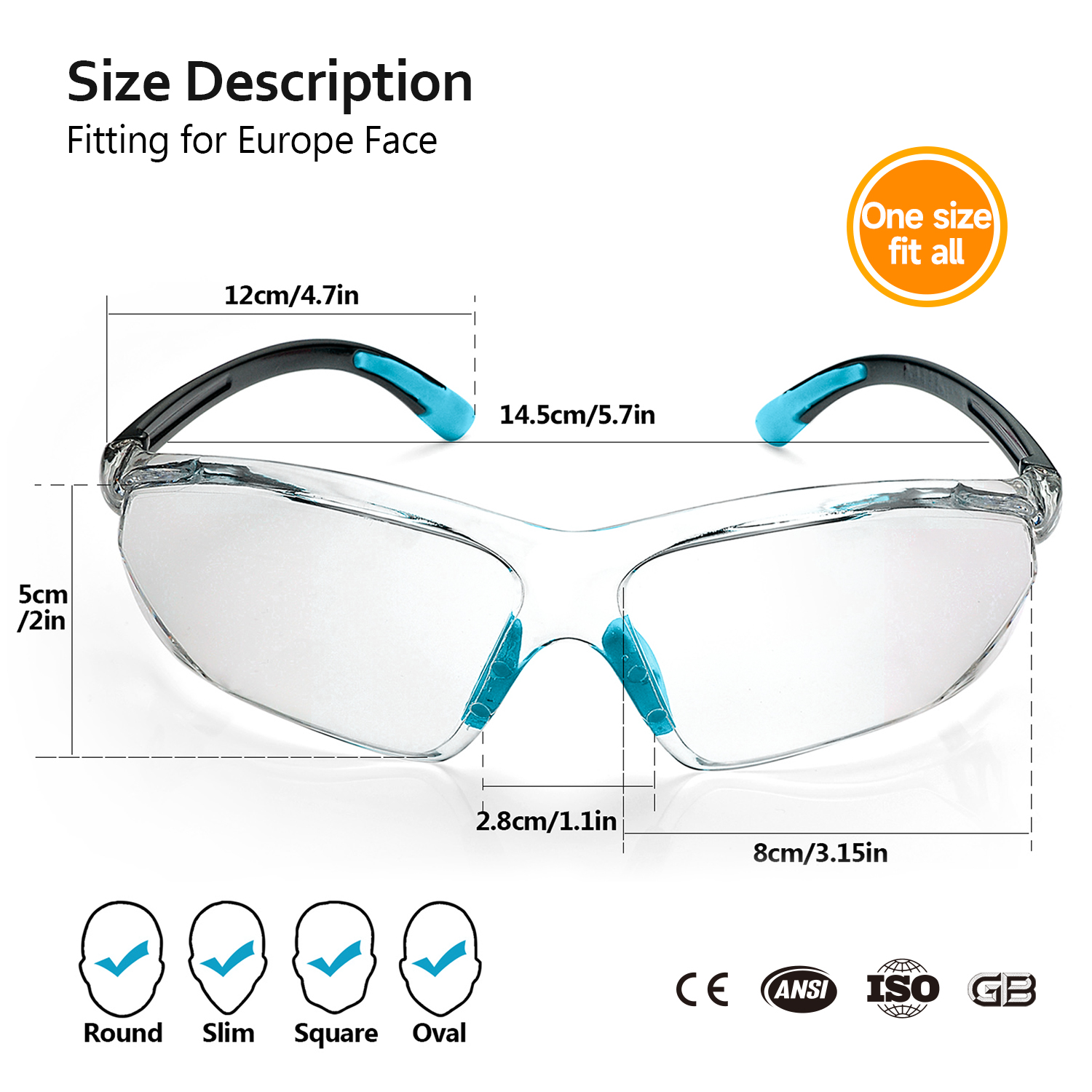 Kratzfeste UV-Schutz-Schutzbrille von Safeyear