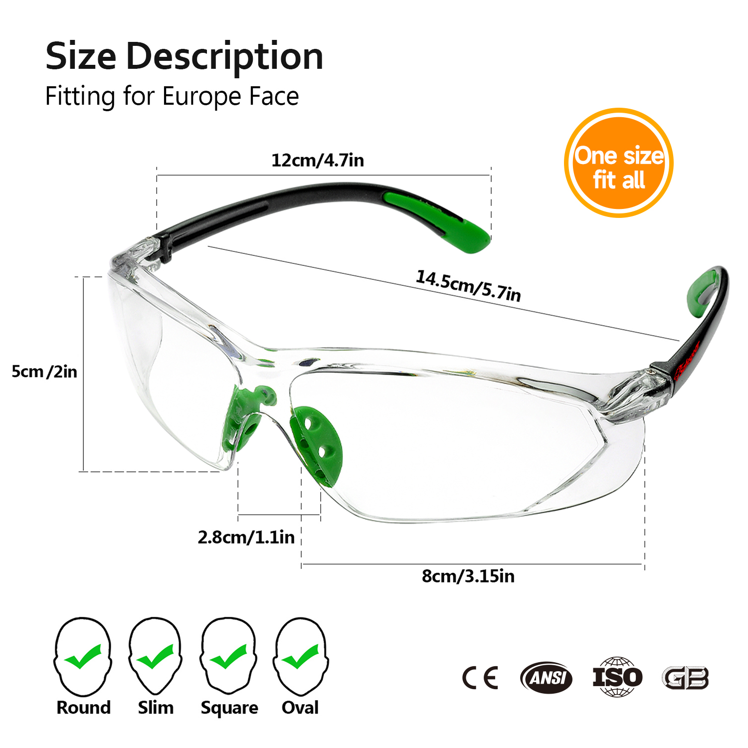 Safeyear Super Clear Anti Scratch Fogless Z87 Schutzbrille für Männer und Frauen