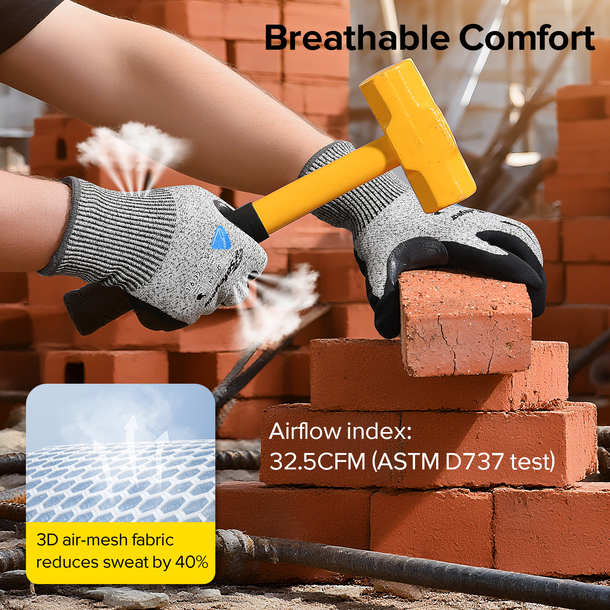 ES-SAFEYEAR Schnittfeste Arbeitshandschuhe, Schutzhandschuhe, Schutzstufe 5