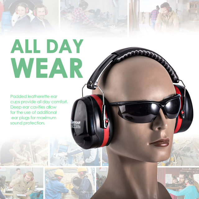 Safeyear Sicherheits-Ohrenschützer mit Geräuschunterdrückung, verstellbarer Ohrenschützer mit Schallreduzierung, Gehörschutz für Schießen, Schlafen, Arbeiten