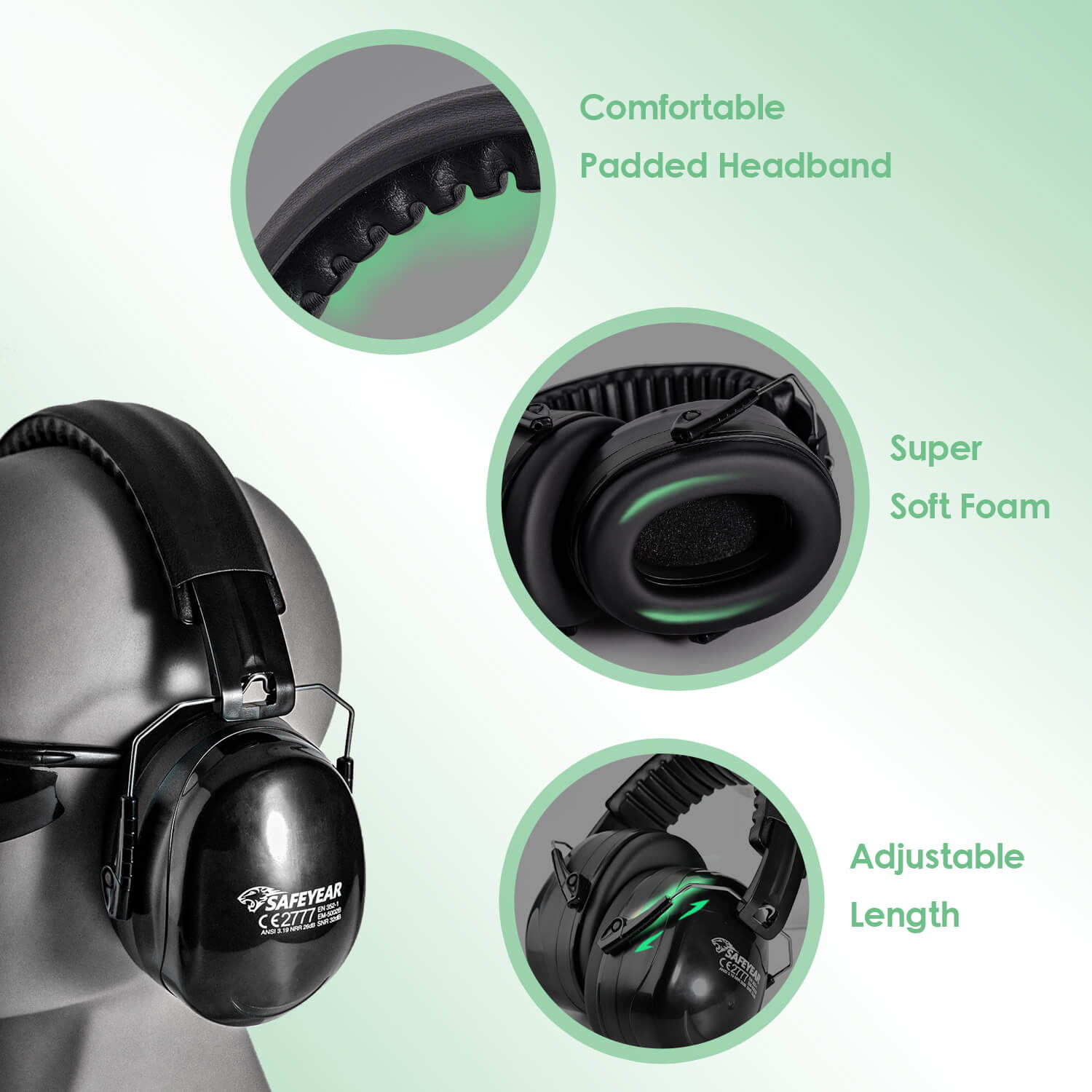 EM-5002B-faltbares Design, leicht zu tragender Sicherheits-Ohrenschützer