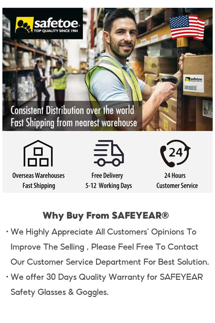 Lieferung und Service von Safeyear-Brillen sowie 30-Tage-Garantie