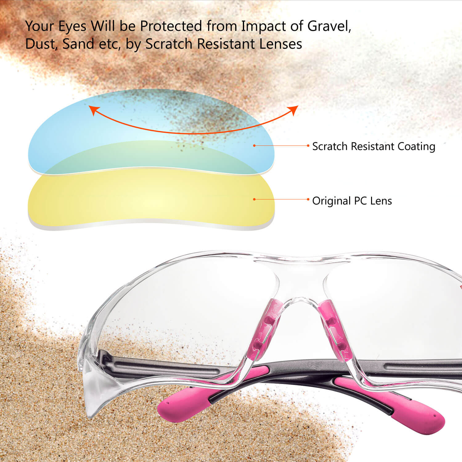 Kratzfeste Antibeschlag-Schutzbrille von Safeyear für Damen