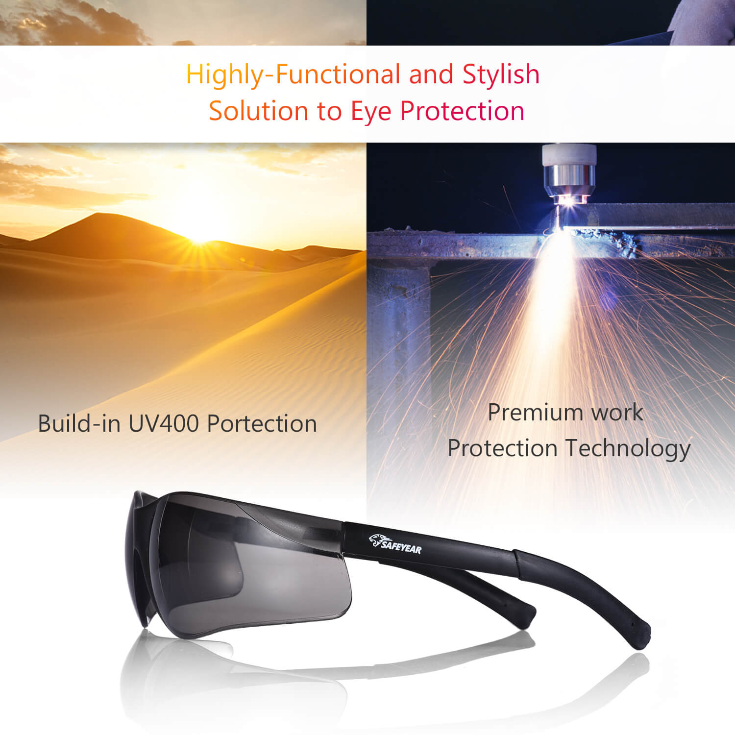 Safeyear 【12 Paar】 Schwarz getönte Schutzbrille mit dunklen Gläsern für Männer und Frauen